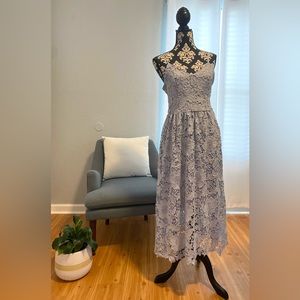 Ice, Periwinkle Crocheted Lace, Midi, Strap, Dress, Size 8